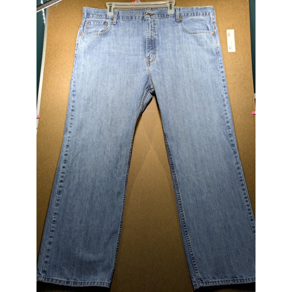 Levis 569 Loose Straight Leg Jeans Mens 44x32 Light Wash Blue Denim 00569-1271